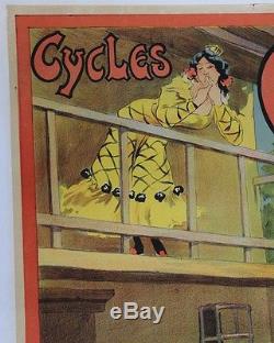 AFFICHE ANCIENNE ORIGINALE CYCLES CARMEN par MARODON bizet tauromachie vélo 1910