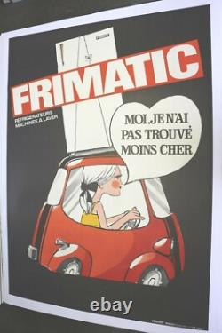 AFFICHE ANCIENNE ORIGINALE ISETTA VELAM ISO BMW microcar FRIMATIC réfrigerateur