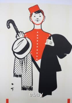 AFFICHE ANCIENNE ORIGINALE LITHO René GRUAU BRUMMEL CHEMISIER AVIGNON GROOM 1950