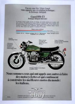 AFFICHE ANCIENNE ORIGINALE MOTO GUZZI 850-T3 (CALIFORNIA SP LE MANS) entoilée