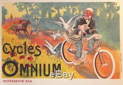 Affiche Ancienne Originale Old Poster Cycles Omnium Valence Ane Oie Agriculture