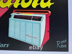 AFFICHE ANCIENNE ORIGINALE RADIOLA RADIO TSF TV Télévision signée René RAVO