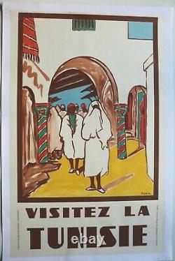 AFFICHE ANCIENNE ORIGINALE TOURISME VISITEZ la TUNISIE YAHIA 1950