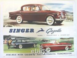 AFFICHE ANCIENNE ORIGINALE automobile SINGER GAZELLE Humber Sunbeam Hillman Minx