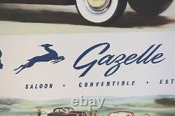 AFFICHE ANCIENNE ORIGINALE automobile SINGER GAZELLE Humber Sunbeam Hillman Minx