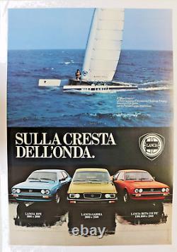 AFFICHE ANCIENNE ORIGINALE italienne garage miss LANCIA HPE GAMMA BETA catamaran