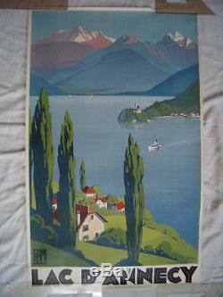 Affiche Ancienne Plm Lac D'annecy Roger Broders Lithographie Epoque 1930 No Copy