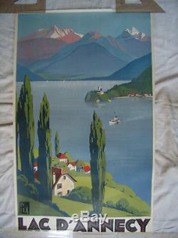 Affiche Ancienne Plm Lac D'annecy Roger Broders Lithographie Epoque 1930 No Copy