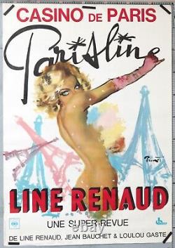 AFFICHE ANCIENNE PRENOT cir 1959 CASINO DE PARIS LINE RENAUD PARISLINE 106x76