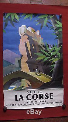 Affiche Ancienne Publicitaire Sncf Visitez La Corse Signee J. Jacquelin