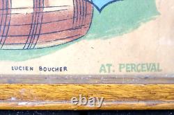+AFFICHE ANCIENNE RARE de LUCIEN BOUCHER (CARTE DE LA MANCHE) PERCEVAL+