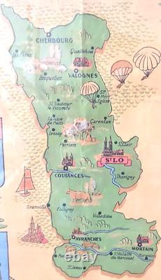 +AFFICHE ANCIENNE RARE de LUCIEN BOUCHER (CARTE DE LA MANCHE) PERCEVAL+