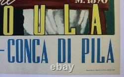 AFFICHE ANCIENNE TOURISME bergère PEROULA VAL D'AOSTE CONCA di PILA ALPES 1949