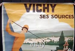 Affiche Ancienne Vichy Roger Broders Sport, Tourisme, Thétre Entoilé L. Serre