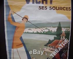 Affiche Ancienne Vichy Roger Broders Sport, Tourisme, Thétre Entoilé L. Serre