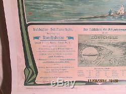 Affiche Ancienne Zurich Lac Bateau A Aubes Rare