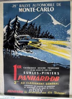 AFFICHE AUTOMOBILE 28 e RALLYE MONTE-CARLO 1959 PANHARD DB 1er GD Tourisme
