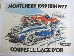 AFFICHE AUTOMOBILE circuit LINAS MONTHLERY 1977 coupe âge d'or ALFA ROMEO TALBOT