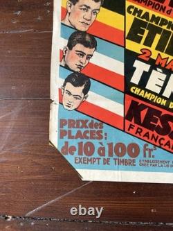 AFFICHE BOXE RARE 1932 Locatelli vs Sybille + 8 champions Palais des Sports