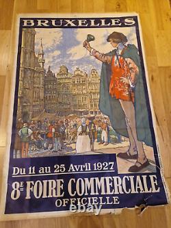 AFFICHE BRUXELLES 8ème foire commerciale 1927 affiche originale lithographie