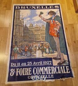 AFFICHE BRUXELLES 8ème foire commerciale 1927 affiche originale lithographie