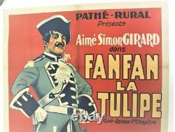 AFFICHE CINEMA MUET 1925 PATHE RURAL FANFAN LA TULIPE René PERON GAUMONT escrime