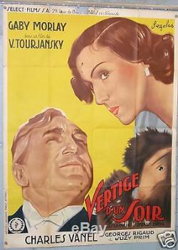 AFFICHE CINEMA VERTIGE D'UN SOIR GABY MORLAY CHARLES VANEL circa 1936