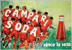 Affiche De Foot Campari Soda Pjuoan 1970 Vince La Sete Rare