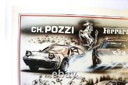 AFFICHE FERRARI FRANCE CHARLES POZZI 1989 signée ENZO NASO DAYTONA 308 328 288