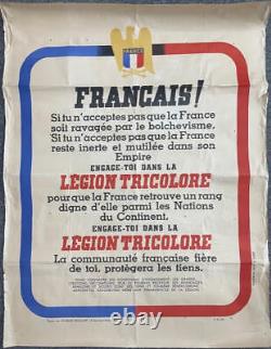 AFFICHE ¨Français! Engage toi dans la légion tricolore! 1942¨ WW2 ORIGINAL