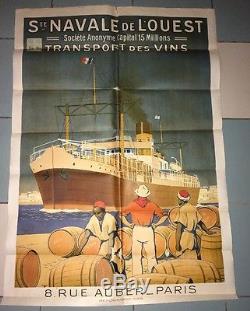 AFFICHE ILLUSTRÉE PAR Sandy HOOK. BATEAU TRANSPORT DES VINS 1930