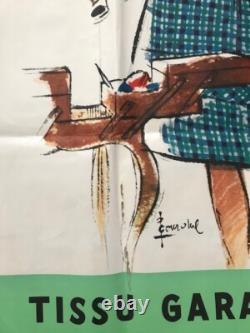 AFFICHE LAVACLOR GRAND TEINT TISSU BOUSSAC FILLE POUPEE 1950 COURONNE ref 55