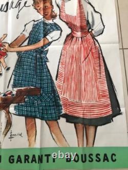 AFFICHE LAVACLOR GRAND TEINT TISSU BOUSSAC FILLE POUPEE 1950 COURONNE ref 55
