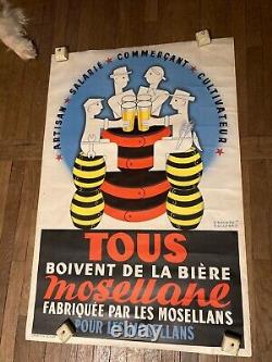 AFFICHE LITHO BIERE MOSELLANE 80x 120 cm