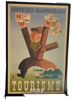 AFFICHE LOTERIE NATIONALE TOURISME 14e 1939 TRANCHE DEROUET & LESACQ LAFAYETTE