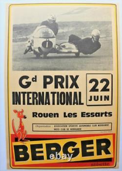 AFFICHE MOTO BMW SIDE-CAR 22 juin 1969 Grand Prix ROUEN les ESSARTS BERGER ANIS