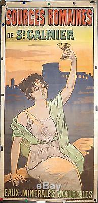 AFFICHE ORIGINALE 1900 SOURCES ROMAINES DE SAINT GALMIER par MISTI