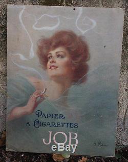 AFFICHE ORIGINALE 1903 Papier à Cigarettes JOB par A. VILLA PUBLICITE Carton