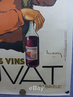 AFFICHE ORIGINALE 1934 Les Bons Vins BUVAT par L DUPIN a ST BRIEUC