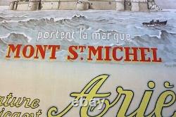 AFFICHE ORIGINALE 1935 MONT SAINT MICHEL ARIES signée Pierre CHEVALIER Ariès