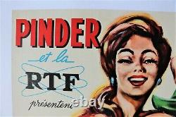 AFFICHE ORIGINALE CIRQUE PINDER RTF PISTE AUX ETOILES LANZAC Cirque d'Hiver 1960