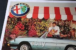 AFFICHE ORIGINALE CONCESSION ALFA ROMEO SPIDER 3 DUETTO 1982 1990 fleuriste