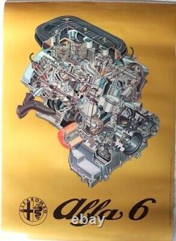 AFFICHE ORIGINALE CONCESSION ALFA ROMEO éclaté écorché ALFA 6 V6 2,5L 1979