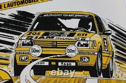 AFFICHE ORIGINALE COURSE automobile PEUGEOT 250 GTI ALSACE SEWEN LAC D'ALFED 84