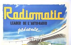 AFFICHE ORIGINALE RADIOMATIC autoradio radio 1957 GM Général Motors DREAM CARS
