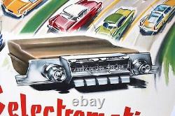 AFFICHE ORIGINALE RADIOMATIC autoradio radio 1957 GM Général Motors DREAM CARS