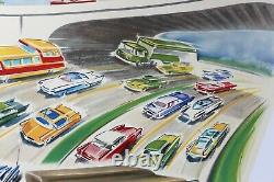 AFFICHE ORIGINALE RADIOMATIC autoradio radio 1957 GM Général Motors DREAM CARS