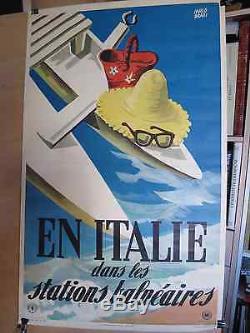 AFFICHE ORIGINALE STATIONS BALNEAIRES en ITALIE par Carlo DRADI en 1953