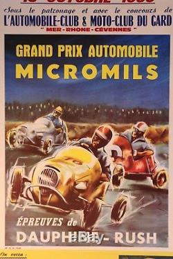 AFFICHE ORIGINALE TRINTIGNANT MAURICE Grand Prix MICROMIL VERGEZE GARD 1960