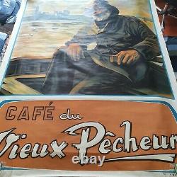 AFFICHE ORIGINALE d'après Lucien GOUBERT CAFÉ DU VIEUX PÉCHEUR Circa 1932